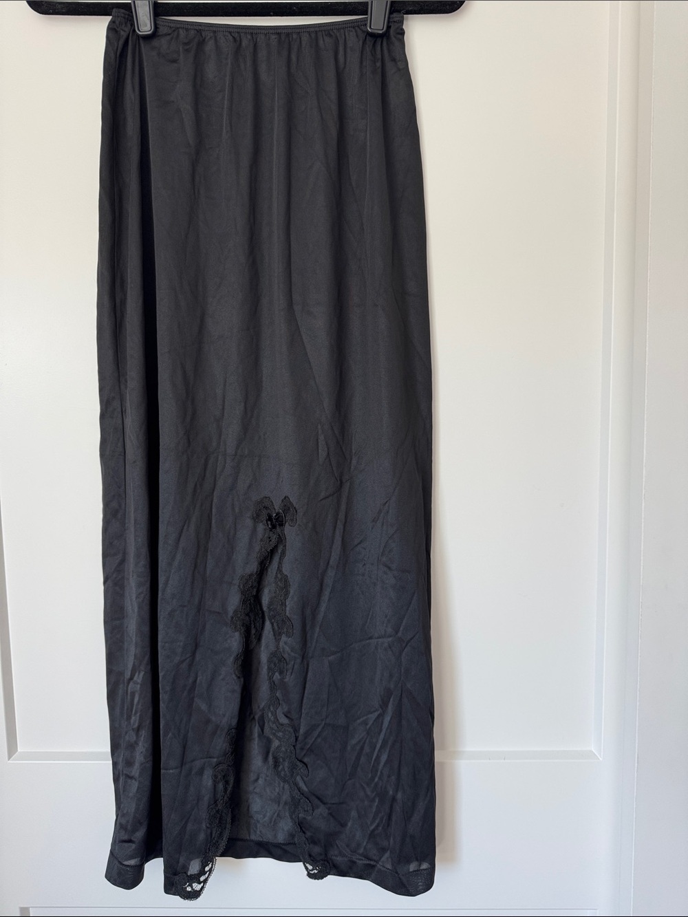 Black Lace-Trim Slip Skirt